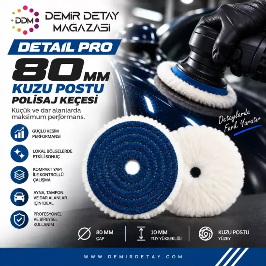 DDM Detail Pro 80 mm Kuzu Postu Polisaj Keçesi