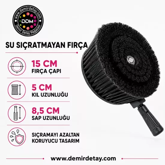 DDM Su Sıçratmayan Koltuk Yıkama Fırçası | Polisaj Makinesi ve Matkap Uyumlu