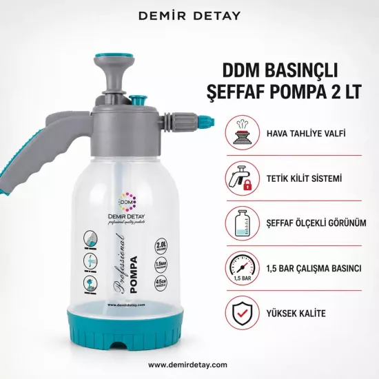 DDM Basınçlı Şeffaf Pompa 2 LT | Profesyonel Detailing Pompası