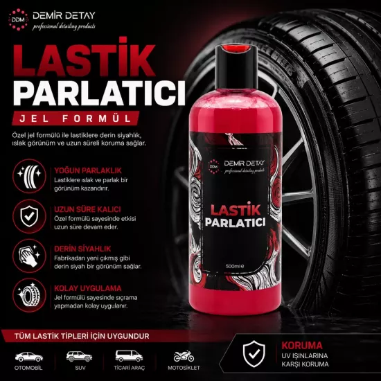 DDM Jel Lastik Parlatıcı 500 ml | Derin Siyahlık ve Kalıcı Parlaklık