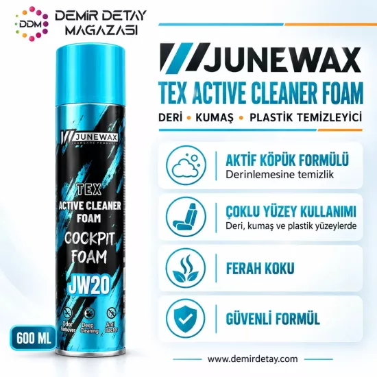 JuneWax Tex Active Cleaner Foam 600 ML Araç İçi Temizleyici