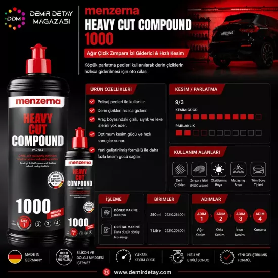 Menzerna Heavy Cut Compound 1000 Kalın Pasta 1 Kg
