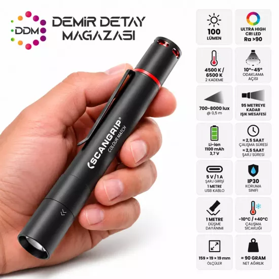 Scangrip MATCHPEN R 100 Lümen LED Boya Kontrol Lambası