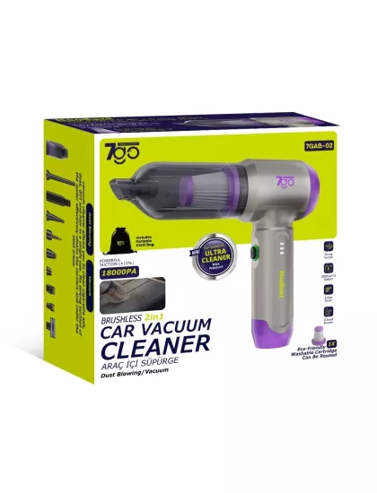 Kablosuz Araç İçi Süpürge | 18.000PA Güçlü Emiş | Fırçasız Motor | 6000mAh Batarya | Toz Üfleme & Vakum 2’si 1 Arada