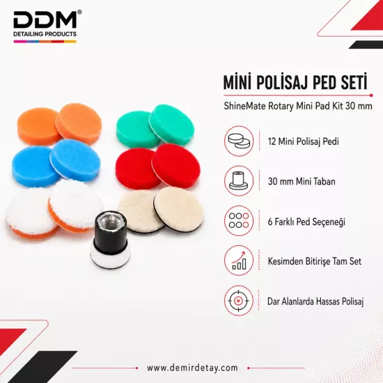ShineMate Rotary Mini Pad Kit 30 mm | Demir Detay