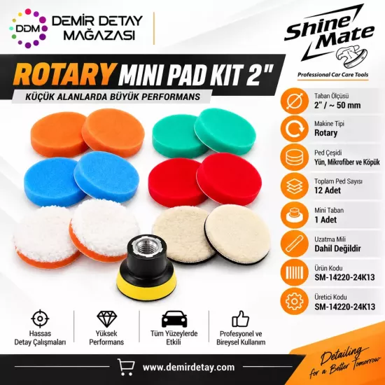 ShineMate Rotary Mini Polisaj Ped Seti 50 mm