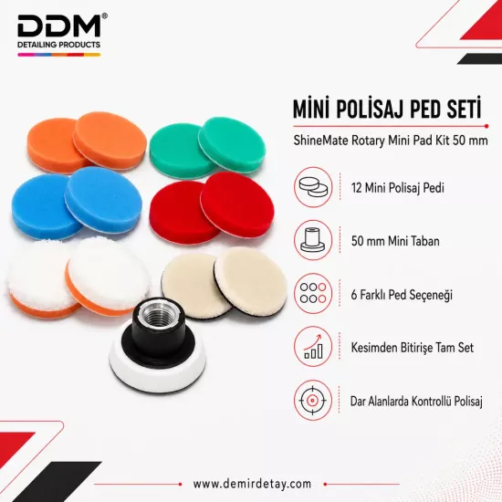 ShineMate Rotary Mini Pad Kit 50 mm | Demir Detay