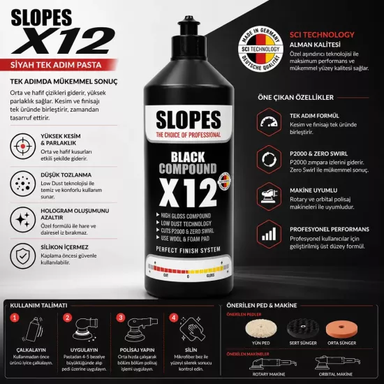 Slopes X12 Siyah Tek Adım Pasta 1 L