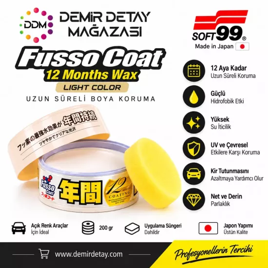 Soft99 Fusso Coat 12 Aylık Wax Açık Renk 200 gr