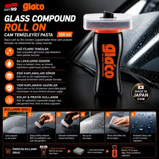 Soft99 Glaco Glass Compound Roll On 100 ml