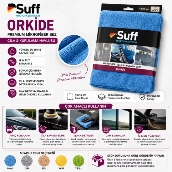 Suff Mikrofiber Cila ve Kurulama Bezi 40x40