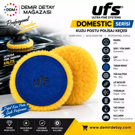 UFS Domestic Polisaj Keçesi 160 mm Mavi Taban