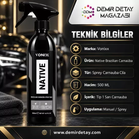 Vonixx Native Spray Wax 500 ml | Saf Carnauba Cila