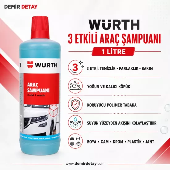 Würth 3 Etkili Araç Şampuanı 1 L | Demir Detay