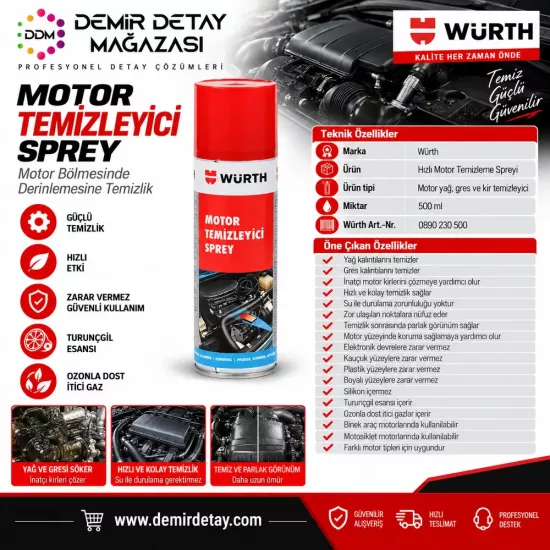Würth Hızlı Motor Temizleme Spreyi 500 ml