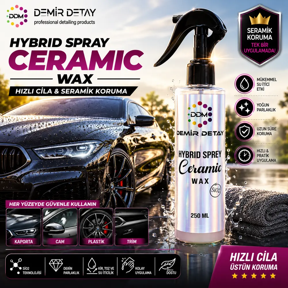 DDM Hybrid Sprey Ceramic Wax 250 ml | Hızlı Seramik Koruma ve Üstün Su İticilik