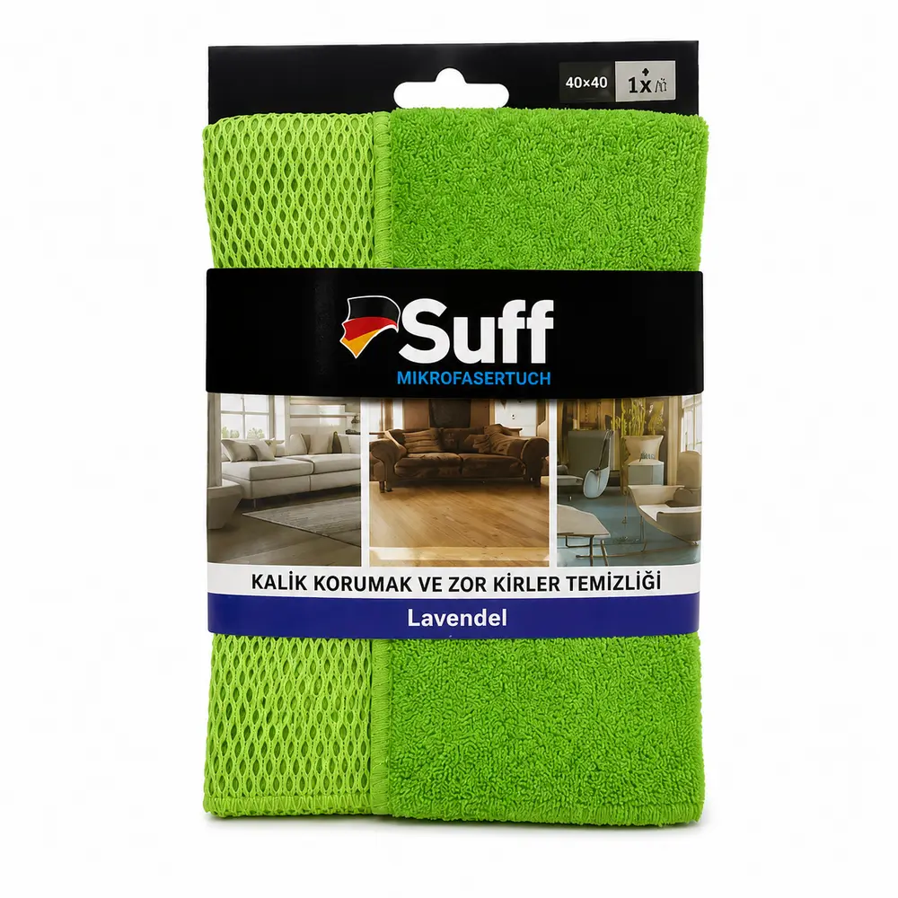 Suff Lavanta Tırtıklı Zor Kir Bezi 40x40 cm Mikrofiber Temizlik Bezi | Alman Üretimi