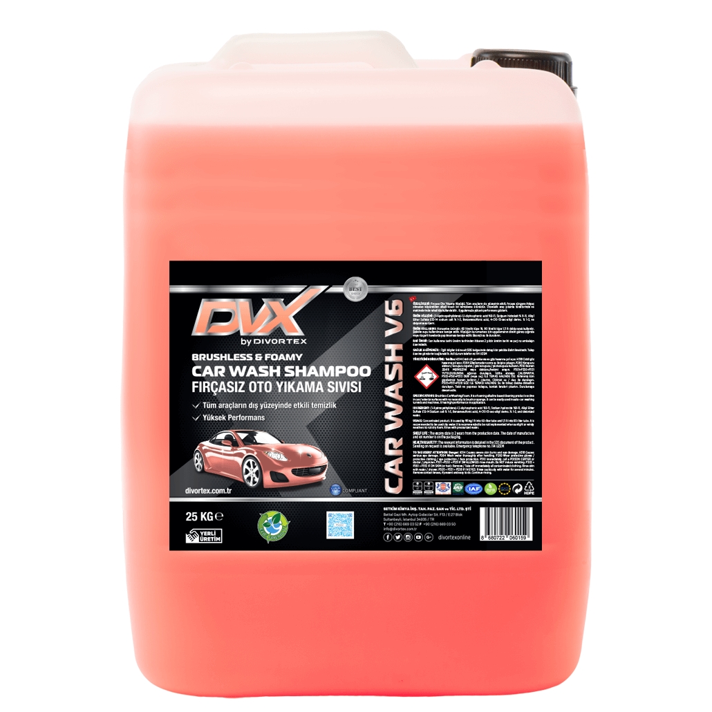 Divortex Car Wash V6 Fırçasız Oto Yıkama Köpüğü 20 KG | Profesyonel Konsantre Aktif Köpük