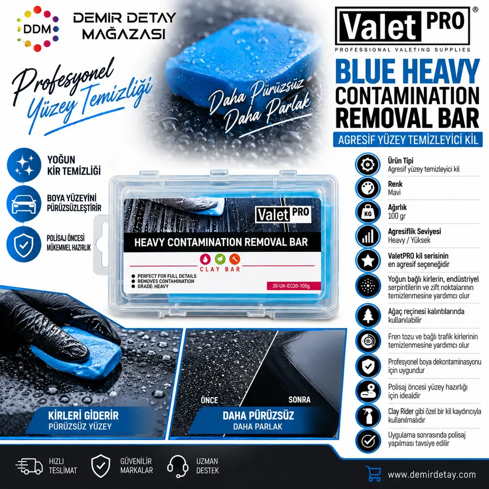 ValetPRO Blue Heavy Clay Agresif Yüzey Temizleyici Kil 100 gr