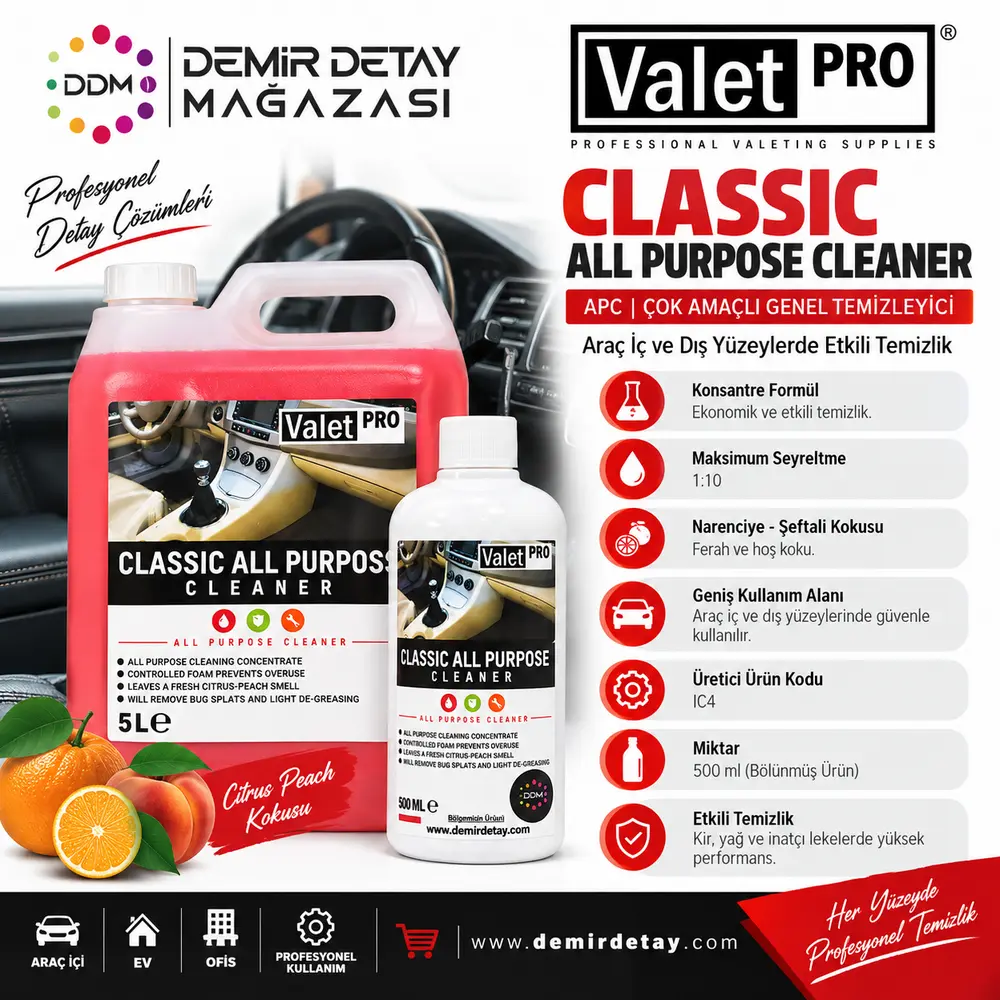 ValetPRO Classic All Purpose Cleaner APC Genel Temizleyici 500 ml | Bölünmüş Ürün