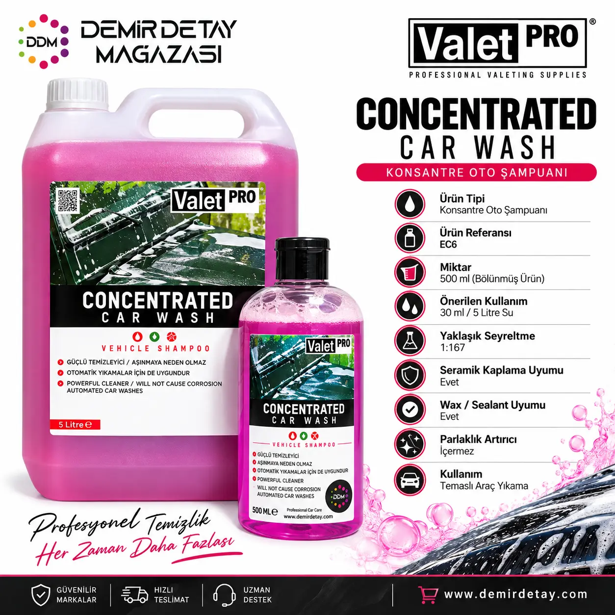 ValetPRO Concentrated Car Wash Konsantre Oto Şampuanı 500 ml | Bölünmüş
