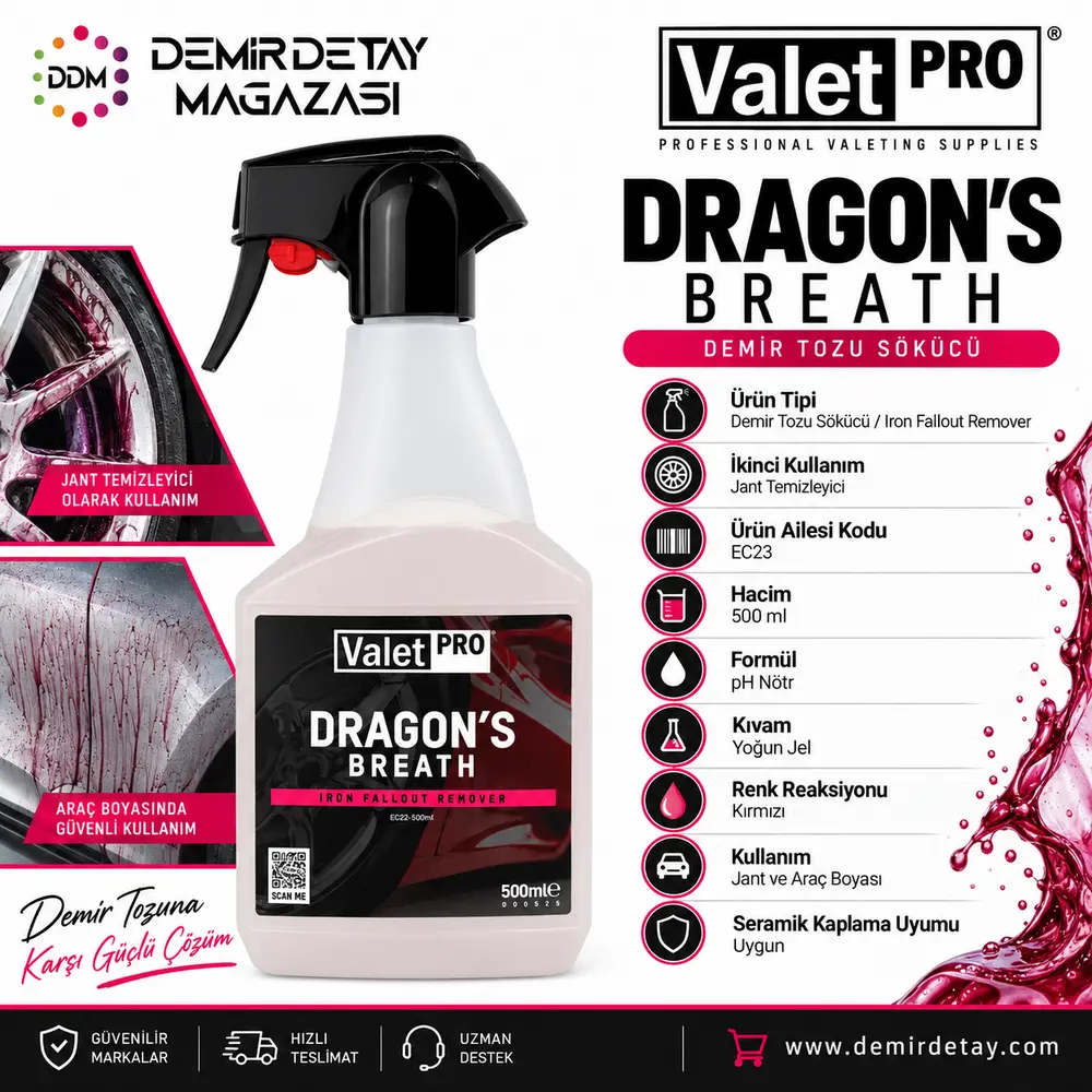 ValetPRO Dragon’s Breath pH Nötr Demir Tozu Sökücü 500 ml
