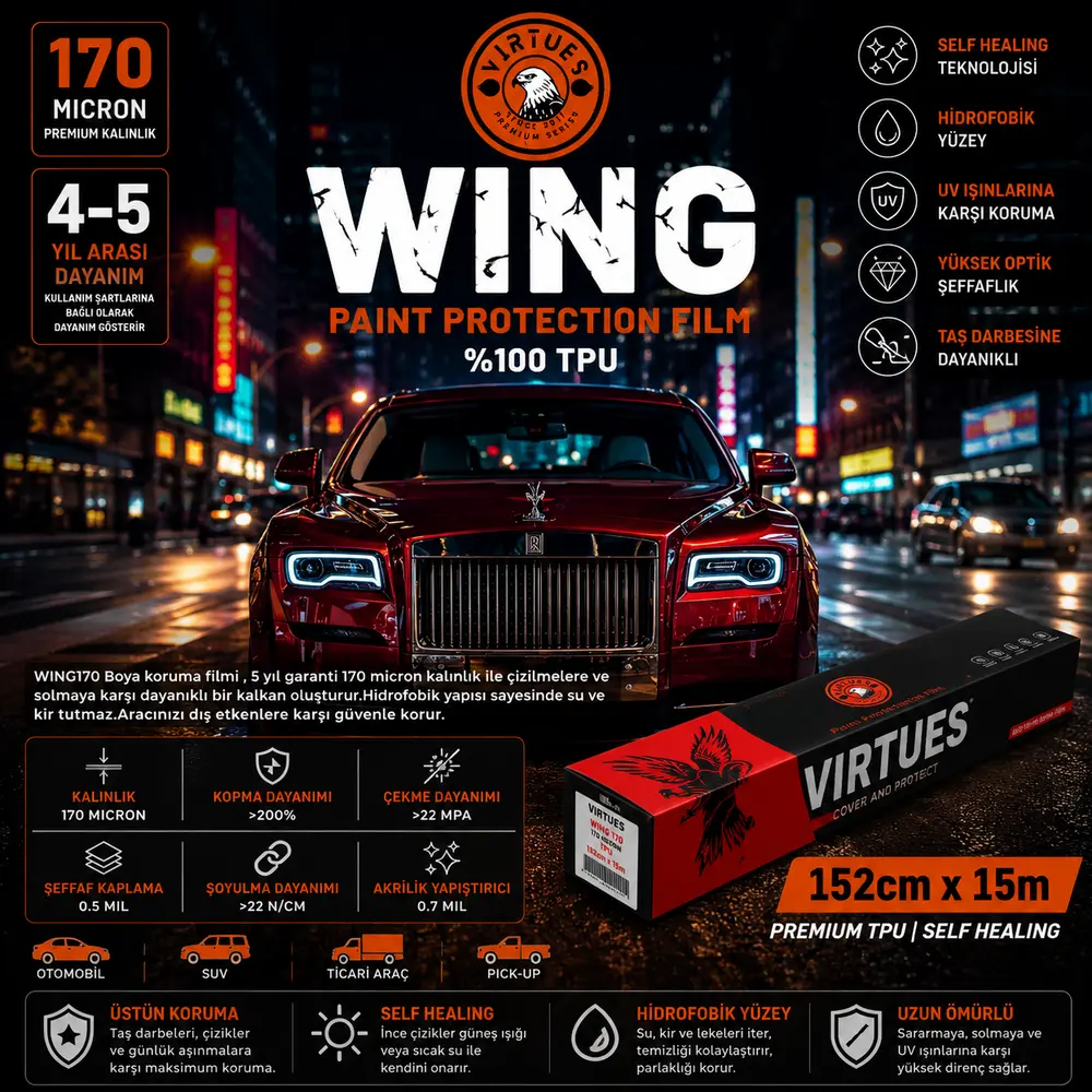 Virtues Wing 170 Boya Koruma Filmi %100 TPU 152 cm x 15 Metre