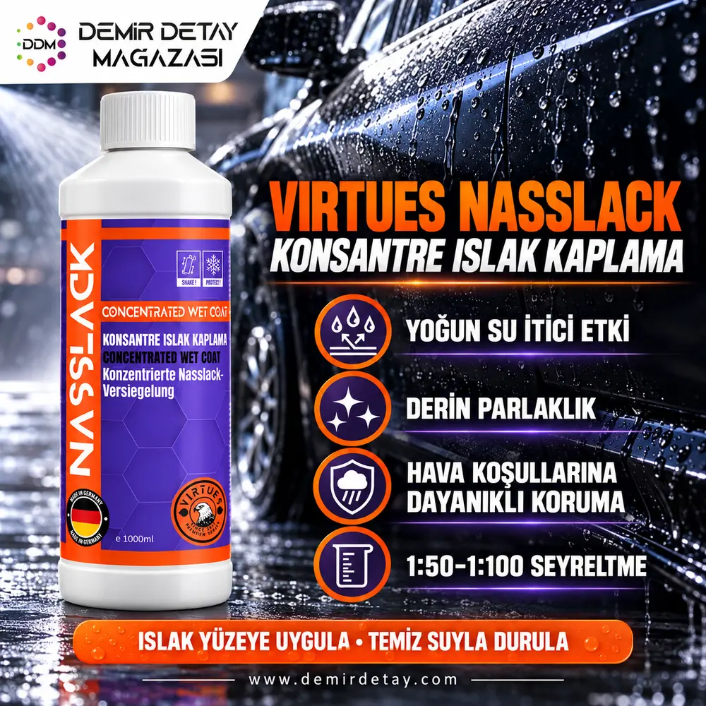 Virtues Premium Nasslack Konsantre Islak Kaplama Hızlı Cila 1 Litre