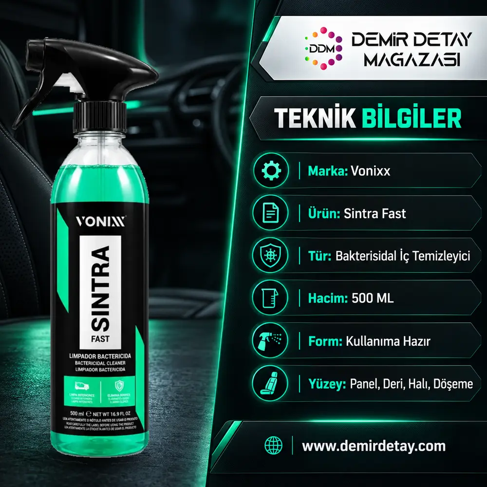 Vonixx Sintra Fast Bakterisidal Araç İçi Temizleyici 500 ml