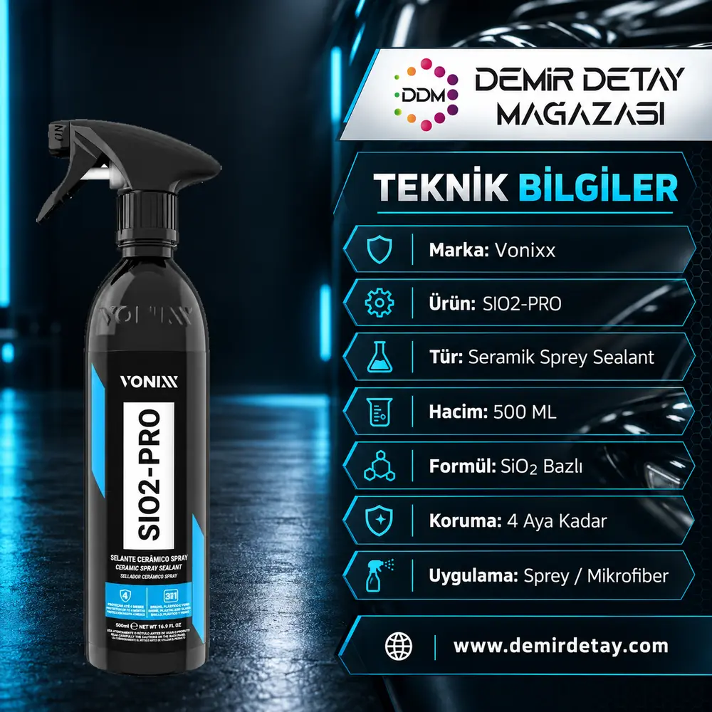 Vonixx SIO2-PRO SiO2 Seramik Bakım ve Boya Koruma Spreyi 500 ml