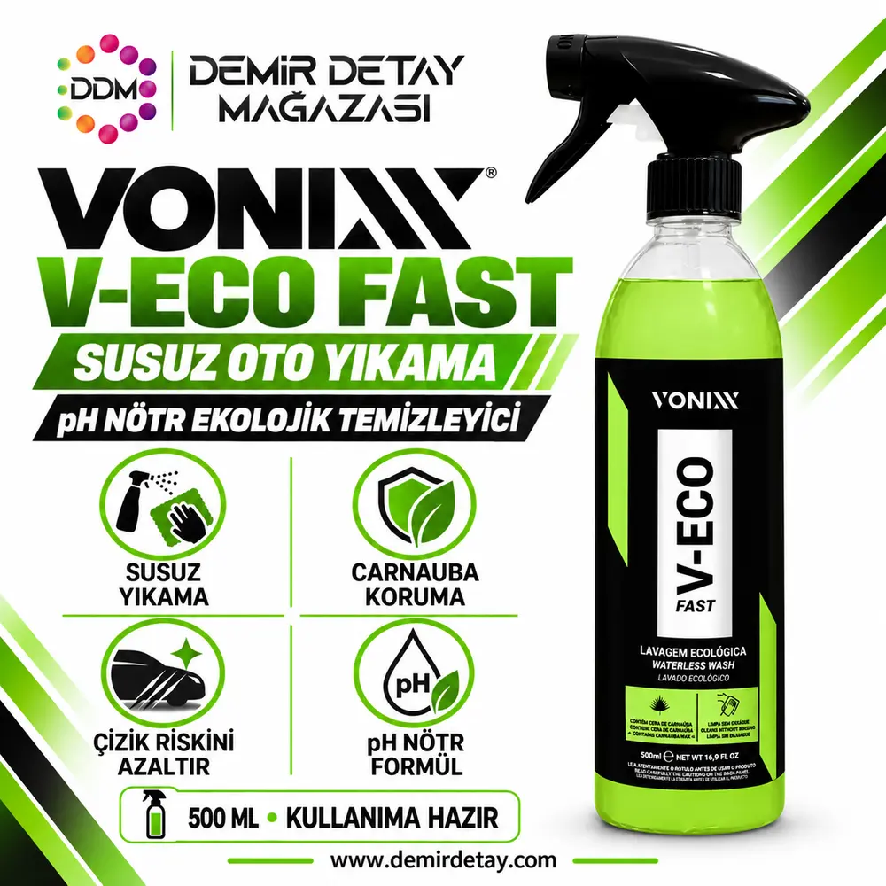 Vonixx V-Eco Fast Susuz Oto Yıkama – pH Nötr Ekolojik Temizleyici 500 ml