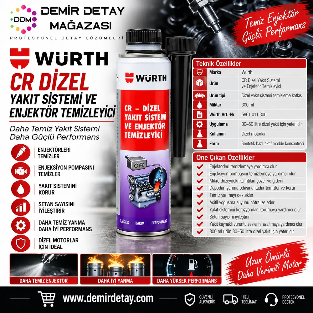 Würth CR Dizel Yakıt Sistemi ve Enjektör Temizleyici 300 ml