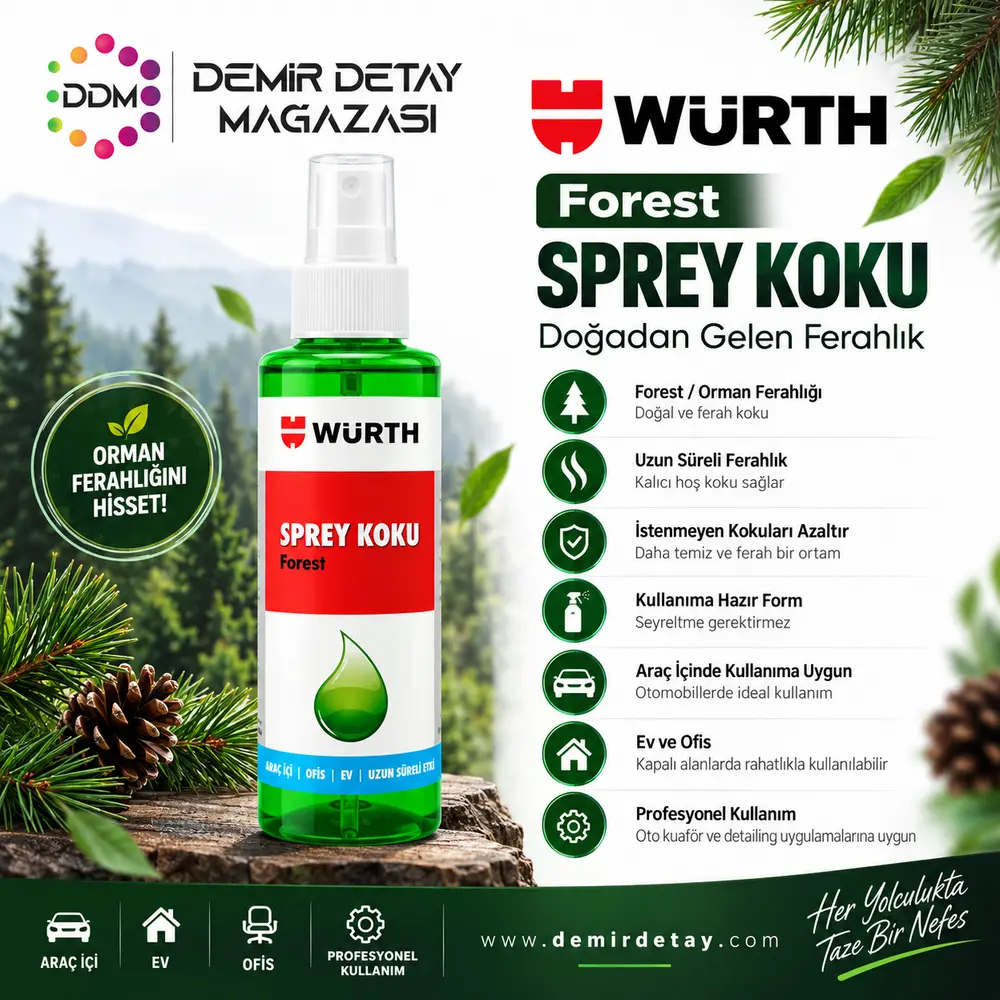 Würth Forest Araç Kokusu 150 ml | Orman Ferahlığı Sprey Koku